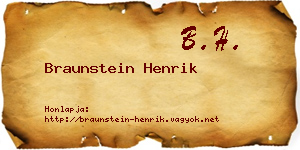 Braunstein Henrik névjegykártya
